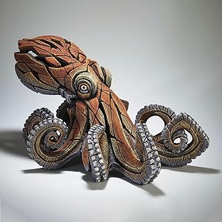 Enesco Edge Sculpture Octopus Animal Figurine, 9.85 Inch, Orange