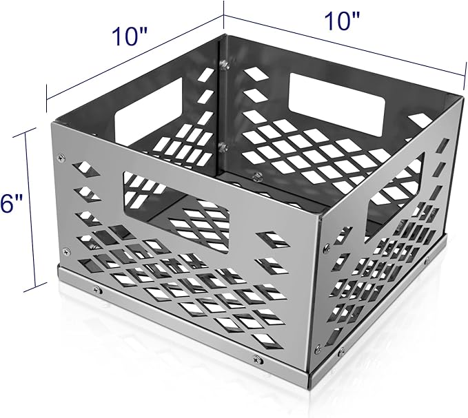 Stainless Steel Charcoal Basket Smoker Box for Oklahoma Joe's Smoker, Firebox Smoker Accessories for Most Offset Smoker Grill, Outdoor Cooking Charcoal Box Parts, 10" x 10" x 6"
