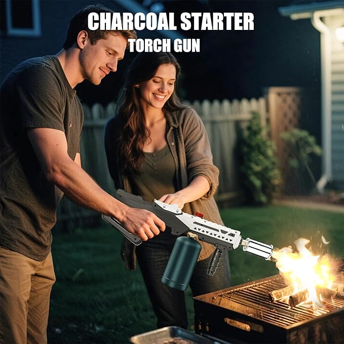 ARTFLAMM Propane Torch Gun, Powerful Cooking Grill Torch Gun, Adjustable Flamethrower Multi Use Blow Torch for BBQ, Campfire, Charcoal Wood Grills Lighter(Tank Not Included)