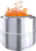 Smokeless Firepit Bonfire 20", Outside Wood Burning Metal Stove Stainless Steel Fire Pit with Carry Bag, Portable Camping Propane Patio Backyard, Easy Setup & Cleaning (Silver Without Hallow)