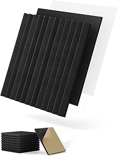 Sound Proof Foam Panels for Walls Soundproof Dampening & Absorbing for Studio, 8 Pack Black Square Self-Adhesive MLV Acoustic Tiles Noise Cancelling & Soundproofing for Bedroom 12" x 12" x 1"