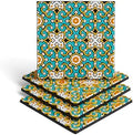 Emerald Tiles Silicone Coasters Set of 4, Protect Against Water Marks or Damage Fits All Cups, 3.5" Inch Size