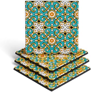 Emerald Tiles Silicone Coasters Set of 4, Protect Against Water Marks or Damage Fits All Cups, 3.5" Inch Size