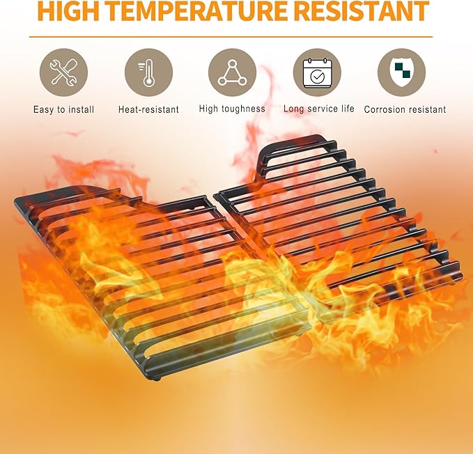 Atgestore W10594440 Burner Grate Replacement for Whirlpool Stove Parts Cast Iron Grate WCG55US0HS00 WCG51US0DS00 Whirlpool Amana Gas Range Part Surface Cooktop Stove Top Grate Kit Cookware Accessories