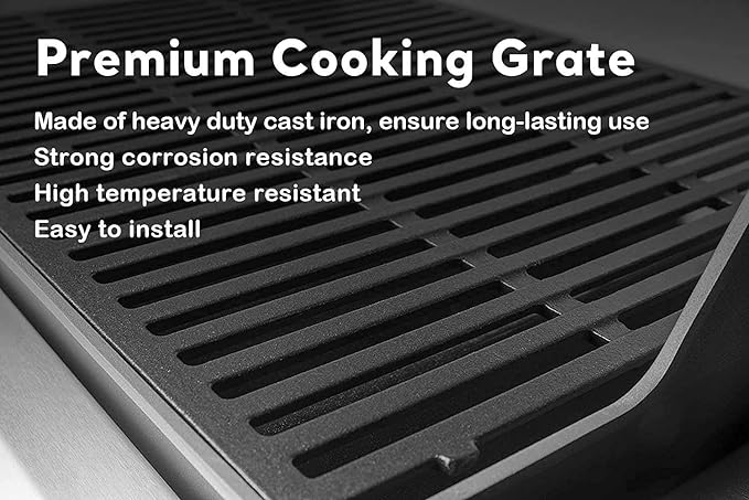 Uniflasy 7637 17.5 Inch Cast Iron Griddle Grates Replacement Part for Weber Spirit E210 E220 S210 S220 with Front Control, Reversible Griddle Plate for Weber Spirit & Spirit II 200 Series