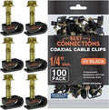 BEST CONNECTIONS Coaxial Cable Clips with Pre-Inserted Screw (100 Pack) – Black Single Cable Mounting Clamps for Coax Cable (RG6, RG59) and Ethernet Cable – Cord Fastener/Strain Relief Clip