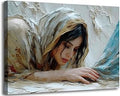 LCZDXGR Framed Christian Girl Wall Art Jesus and Woman Picture Healing Painting Christian Poster Print Artwork for Living Room Bedroom Church Home Wall Decoration 16x24in