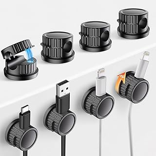 8 Pack Magnetic Cord Organizer, Bljcky 360 Rotatable Cord Clip Holder, Strong Adhesive, No-Residue, Cable Cord Management for Home/Car/Office/Desk/Nightstand