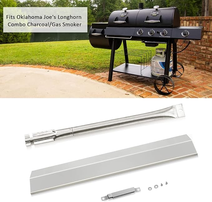 Grill Replacement Parts for Oklahoma Joe's Longhorn Combo 3-Burner Charcoal/Gas Smoker 15202029 12201767 14201767 Grill, 1767054 Heat Tent 1767017 Burner, Crossover Tube for Oklahoma Joe 15202029