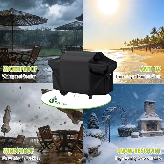 Grill Covers 76 inch for Nexgrill Oakford 1150 Pro Grill Model 810-0072 Cover, Waterproof Outdoor Barbecue Covers for Weber Gas Grill and More (Cover Only) - 76" L×26" W×47" H