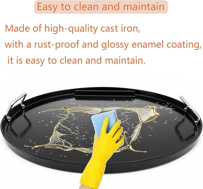 Cast Iron Round Cooking Griddle Plate Replacement for Weber 22" Kettle, One-Touch, Master Touch, Bar-B-Kettle, Performer Charcoal Grill for Recteq Pellet Grill RT-B380 Bullseye, Fire Pit Camping