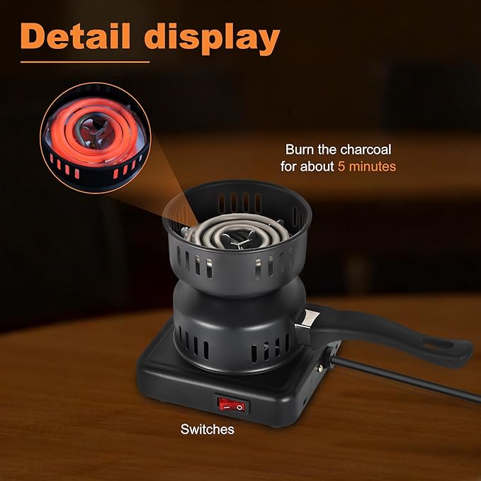 Multipurpose Electric Charcoal Burner -500W Coal Burner Hot Plate Electric Stove Coconut Starter for Shisha Hookah Coals aa & Faster