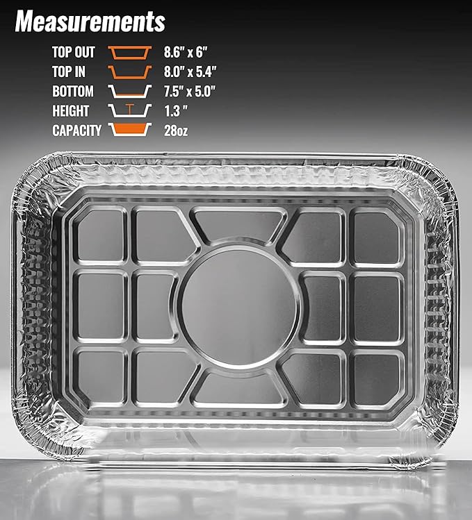 NUPICK 55 Pack 6415 Drip Pans Compatible for Weber Spirit Series, Genesis Series, Q Series Grills, Disposable Aluminum Foil Grease Trays, 8.5" x 6"
