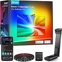 Govee TV Backlight 3 Lite with Fish-Eye Correction Function Sync to 75-85 Inch TVs, 16.4ft RGBICW Wi-Fi LED Strip Lights with Camera, 4 Colors in 1 Lamp Bead, Voice and APP Control, Adapter