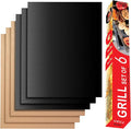 RENOOK Grill Mats for Outdoor Grill, Set of 6 （3 Black+3 Copper）Grill Mat for Gas Grill, Non-Stick Sheets for Grilling, 15.75 X 13 Inch