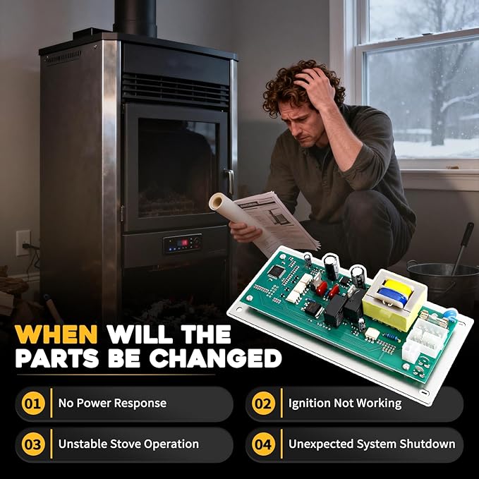 250-00011 Pellet Stove Circuit Control Board Fit For Lopi Yankee Leyden Pioneer 1997+ Models Fit For Avalon Astoria Newport 1997+ Models Pellet Fireplace Control Panel Replaces 100-00202 100-00203