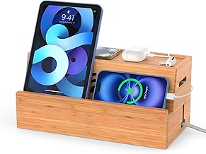 Bamboo Cable Management Box, Natural Color, 31X14X15.5CM, Cable Organizer Box for Desk with Conceal Power Cords and Power Strips, Suitable for Living Rooms, bedrooms, Offices and More