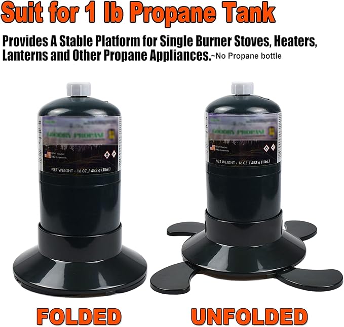 Propane Cylinder Base, 16oz/1lb Gas Cartridge ABS Plastic Base Bracket Gas Bottle Fixed Support, Foldable Gas Tank Base Replacement for Camping Hiking Outdoor