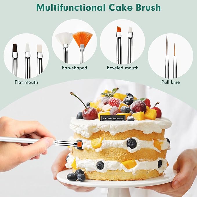 30PCS Food Safe Paint Brushes - Professional Cake Decorating Tools Kit for Cookies, Cupcakes & Fondant Cookie Decorating Supplies