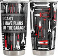 34HD Fathers Day Birthday Dad Gifts from Daughter Son, I Have Plans in the Garage Insulated Mug, Mechanic Tumbler 20oz with Lid, Funny Handyman Tool Box Present for Men, Husband, Grandfather