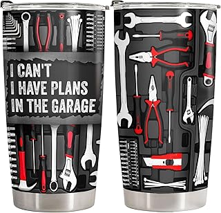 34HD Fathers Day Birthday Dad Gifts from Daughter Son, I Have Plans in the Garage Insulated Mug, Mechanic Tumbler 20oz with Lid, Funny Handyman Tool Box Present for Men, Husband, Grandfather
