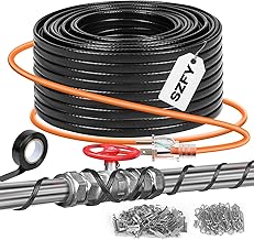 3FT~200FT Heat Tape for Water Pipes, -40°F Deicing Cable,Pipe Heat Cables for Roof,Gutter，Farm，Freeze Protetion Heating Wires, Heated Water Hose,Plumbing Fixtures,120V 5W/FT (140FT)
