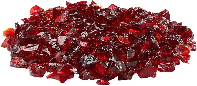 VEVOR Fire Glass, 10 lbs, Red, 3/4 Inch High-Temperature Resistant Reflective Glass Rocks, Smokeless Fire Pit Stones for Outdoor Table & Landscaping