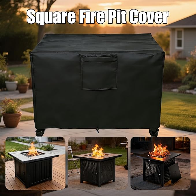 Chinchilla Heavy Duty 30 Inch Square Fire Pit Cover - 100% Waterproof & Weatherproof, Durable All-Season Protection for 28/29/30 Inch Propane Fire Pits and Tables