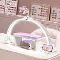 LIONVISON Half Moon Light for Nail Desk: 31-inch Manicure Table Light with Phone Holder for Beginner DIY - 48W Professional Half Moon Lamp for Nail Tech,Eyelash,Makeup,Tattoo