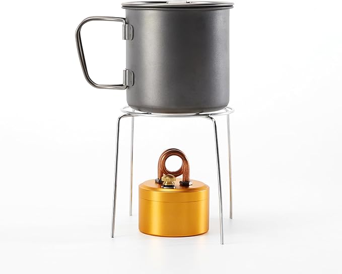 Mini Backpacking Stove with Stand, 50ML High Power Camping Alcohol Stove, Portable Ultralight for Hiking Biking Outdoor Water Coffee Cooking