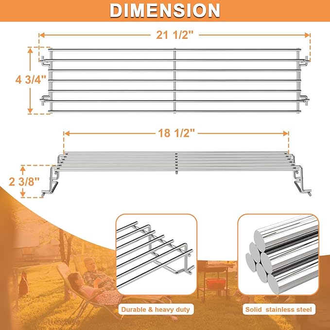 67026 Warming Rack for Weber GS4 Spirit 2 Grill Parts Spirit II E210 S210 E215 E220 S220, Replacement Parts for Weber Spirit II 2 Burner Grills Accessories with Up Front Control Stainless Steel