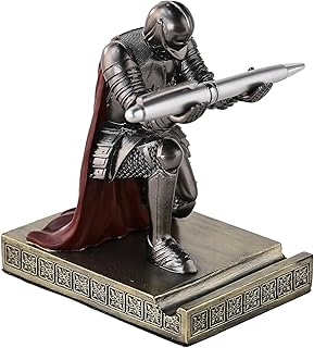 Windbreaker Soldier Knight Pen Holder Personalized Desk Accessory, Mobile Phone & Gaming Controller Holder, Device Stand Gift for Medieval Enthusiasts (Iron)