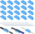 20 Pack Pen Holder Silicone,Adhesive Pen Holder for Desk,Marker Clip for Classroom Office Desk Accessories, Pencil Holder with 20 Double Sided Extra Sticky Tape (Blue)