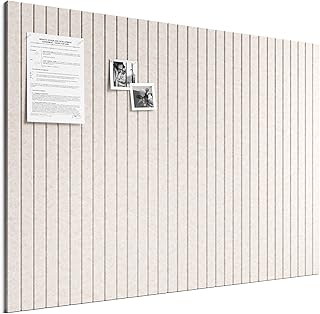 Bumusty Large Cork Board Alternative-48 x 36" Felt Bulletin Board Tiles, with 30 Pushpins, 70 Adhesive Tabs, Fine-Stripe 12-Pack, Cork Boards for Office Push Pin Board Felt Board-Oatmeal