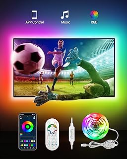 Daymeet LED Strip Lights RGBIC 16.4FT, LED Lights for TV for 55-85 inch TV Led Backlight Rainbow Color Changing Led TV Lights, USB Powered Music Sync Bluetooth APP Control with Remote for Room Bedroom
