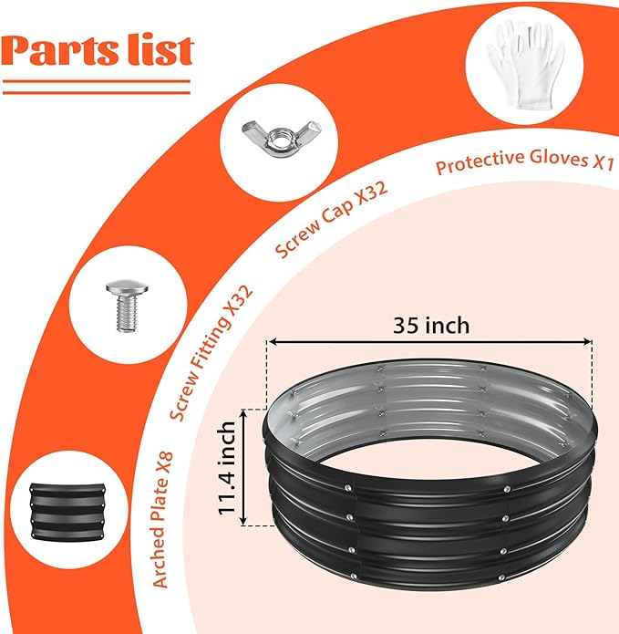 YSEJOMP 36 Inch Round Galvanized Fire Pit Ring/Fire Ring - Foldable and Perfect for Outdoor Gatherings and Campfires in The Yard/Garden/Park/Beach (Black+Gray, 3 FT Diameter+1 FT Tall)