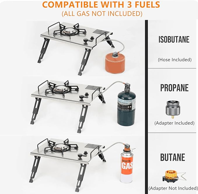 ONLYFIRE OUTDOOR LIVING IGT Camping Table Kit with Propane Gas Stove & Carry Bag, Portable Folding Camp Table, IGT Unit Combination Combo for Picnic, RV, Tailgating, Patio, Backyard, GS337