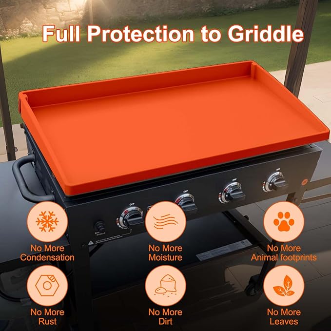 BANGIE 17" Silicone Griddle Mat for Blackstone Accessories - Anti-Warping & UV-Resistant Cover for Single-Burner Tabletop Grill, Blocks Condensation Rust (Orange)
