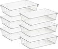 Ravinte 6 Pack Drawer Organizer - 6" X 9" Plastic Storage Bins, Acrylic Organizers with Non-Slip Pads Clear Desk Storage Tray for Makeup, Jewelries, Kitchen Utensils, Bathroom and Office