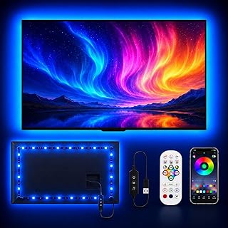 MORIACC LED Lights for TV, 16.4ft TV LED Backlight for 45-75 Inch TVs, Strip Lights with Music Sync, Bluetooth APP and Remote Control, USB Powered for Bedroom Gaming Home Decor