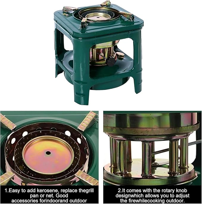 Portable 8-Wick Kerosene & Diesel Stove - Multi-Fuel Camping Burner for Backpacking, Hiking, Picnics | Compact Outdoor Cookware Furnace