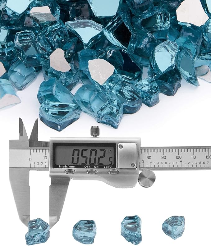 NUPICK 20 lb 1/2 Inch Reflective Fire Glass, Pacific Blue, Sparkly, Eco-Friendly, Convenient, Mirror Finish