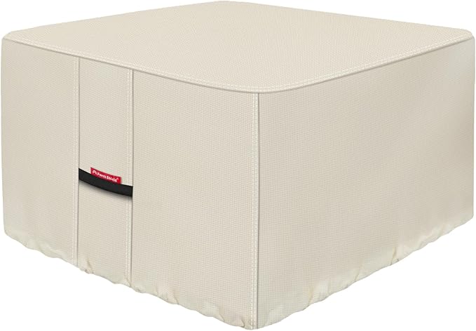 Porch Shield Fire Pit Cover - Waterproof 600D Heavy Duty Fade Resistant Square Patio Fire Pit Table Cover Beige - 32 x 32 inch