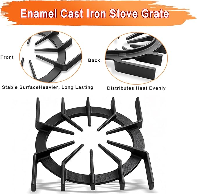 PA060037 PA060024 Stove Grate Replacement Parts for Viking Stove Parts 10"x 10.9"IN Cast Iron Burner Grate Viking Gas Range Grate PA060024 Cooktop Grate Stove Rack (4 Pack)