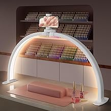 29" Large Half Moon Light for Nail Desk, Foldable Arch Nail Lamp with Phone Holder, 3 Color Modes,10 Brightness, Perfect for Manicure Handicraft Lighting, White