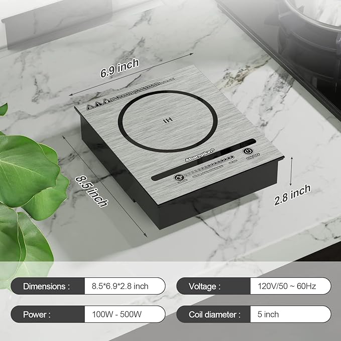 Mini Induction Cooktop, Portable Induction Cooktop 500W for Moka Pot & Small Cookware, Compact Induction Burner with Even Heating, Ideal for Coffee, RV, Dorm