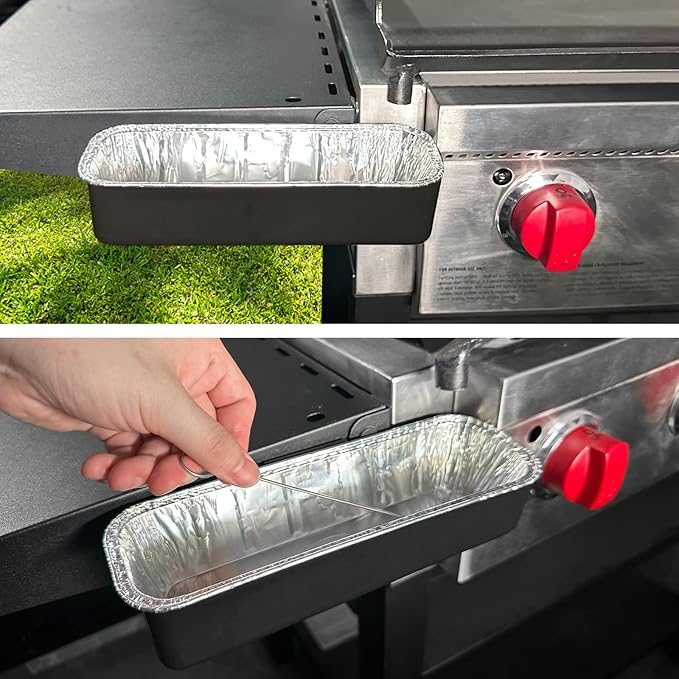 Utheer Grease Catcher for Camp Chef Griddles with 15-Pack Foil Drip Pan Liners, Disposable Grease Cup Liners for Camp Chef SG14 SG30 SG60 SG90 SG100, Leakproof, Easy to Replace, Heat-Resistant