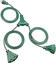 DEWENWILS Outdoor Extension Cord 1 to 2 Splitter, 13FT (7'+6' *2), 6 Grounded Outlets, Heavy Duty Power Cord, 16AWG SJTW for Landscaping Light, Holiday Decoration, 1 Pack, Green, ETL Listed