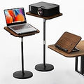 NAMON 2-in-1 Laptop Floor Stand & Desktop, Adjustable Height from 16.5" to 51", Wood Small Laptop Table, Tall Laptop Stand Perfect for Home, Office, Meeting Room, Study (Walnut Finish)