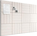 Bumusty Large Cork Board Alternative-48 x 36" Felt Bulletin Board Tiles, with 30 Pushpins, 70 Adhesive Tabs, Bold-Stripe 12-Pack, Cork Boards for Office Push Pin Board Felt Board-Oatmeal
